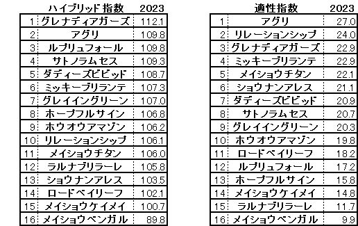 2023　阪急杯　HB指数